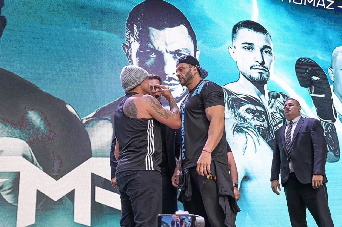 Popó derruba Bambam em 35 segundos e fatura Music Fight Show. Foto: Divulgação Fight Music Show